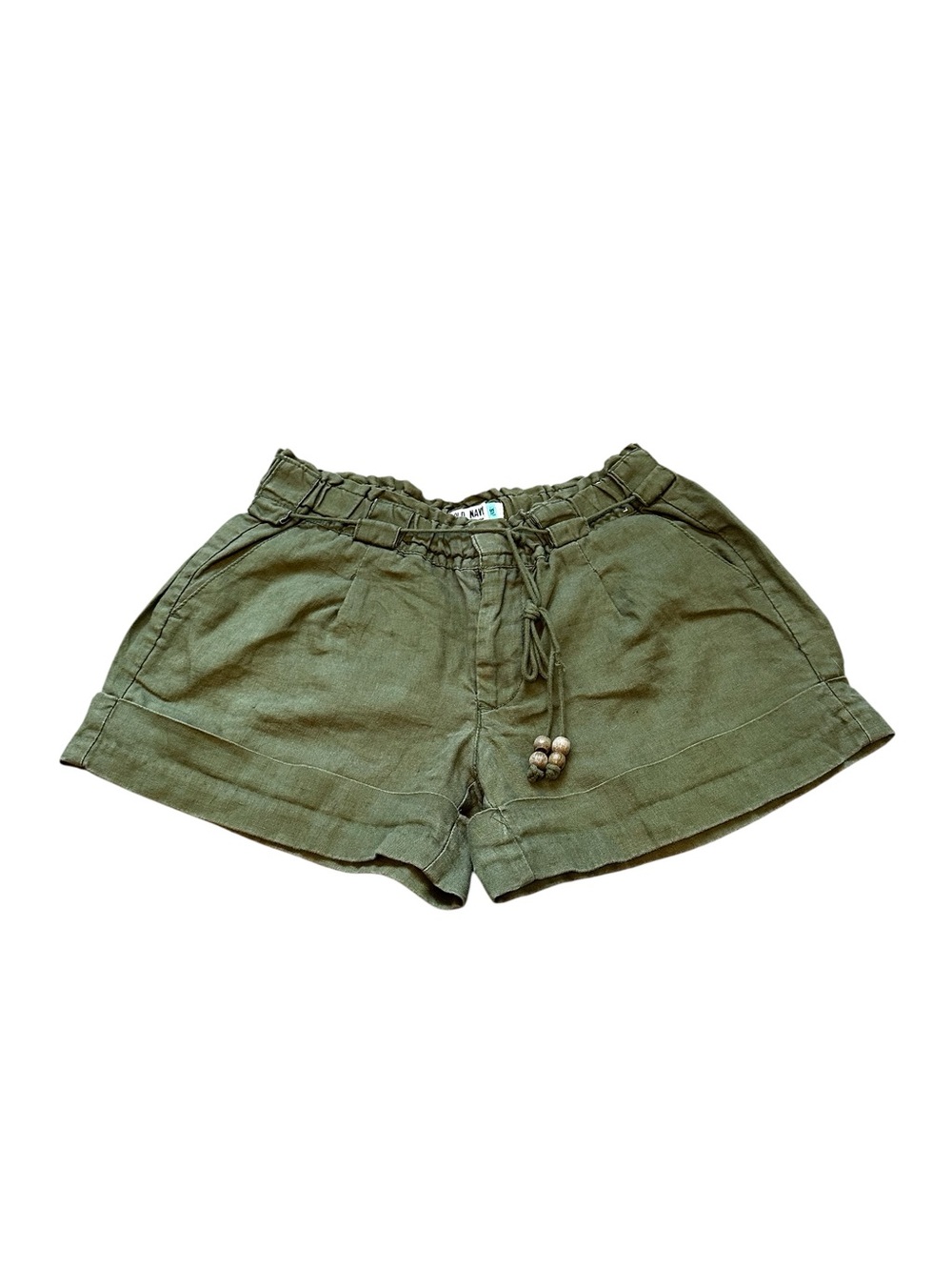 Old Navy 100% Linen Shorts Low Waist Olive Green Summer Beachy Coastal Size XS
